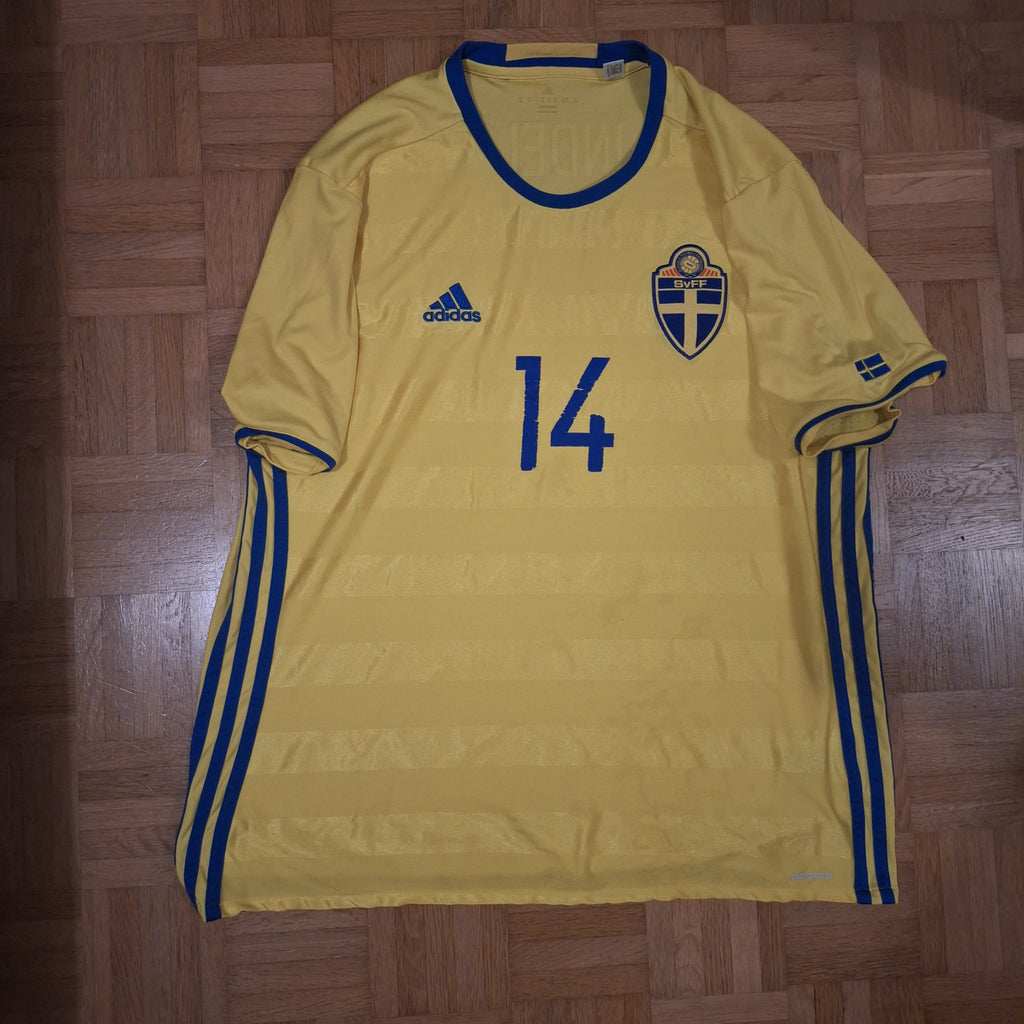 Schweden Heimtrikot EM 2016 #14 Lindelöf in Grösse XL