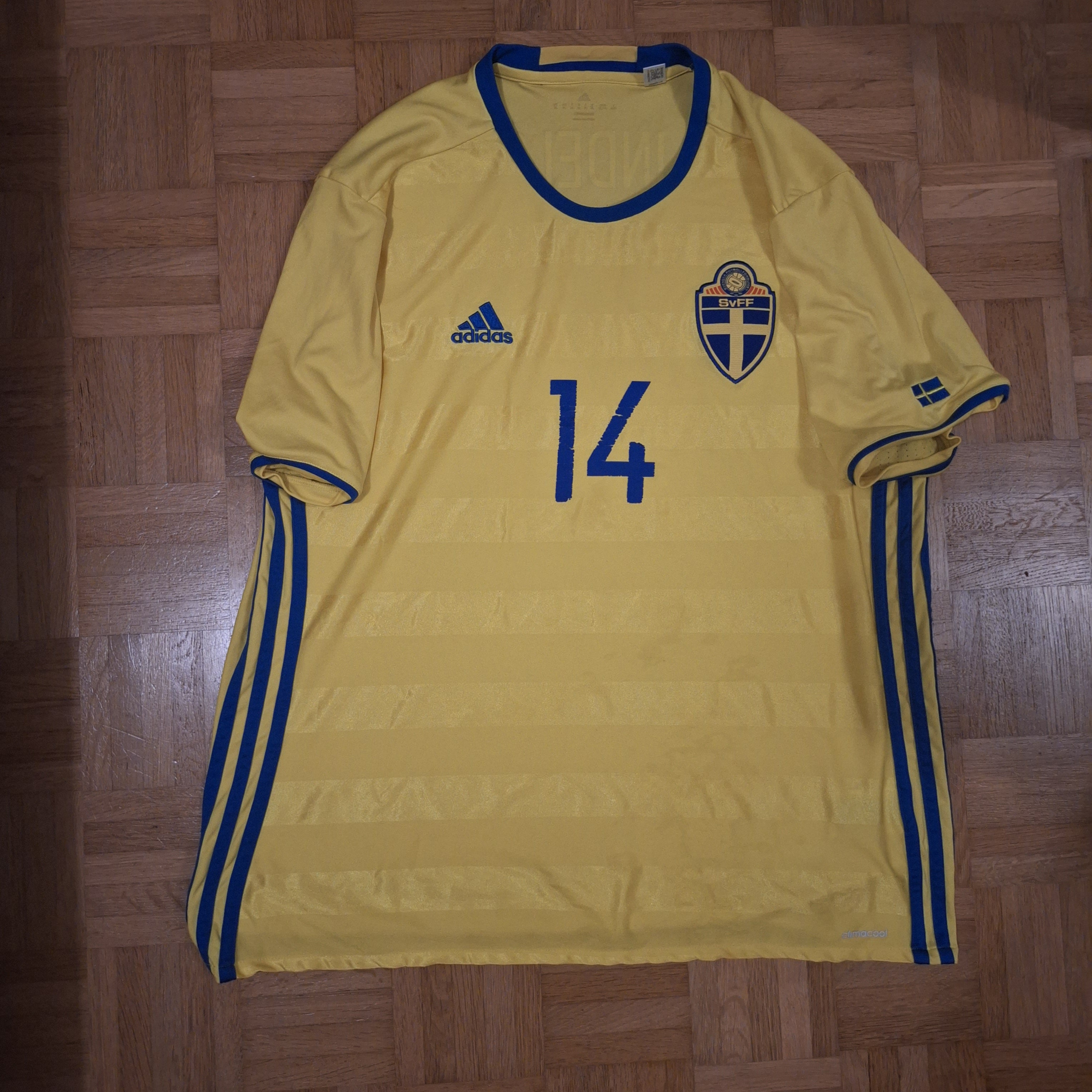 Schweden Heimtrikot EM 2016 #14 Lindelöf in Grösse XL
