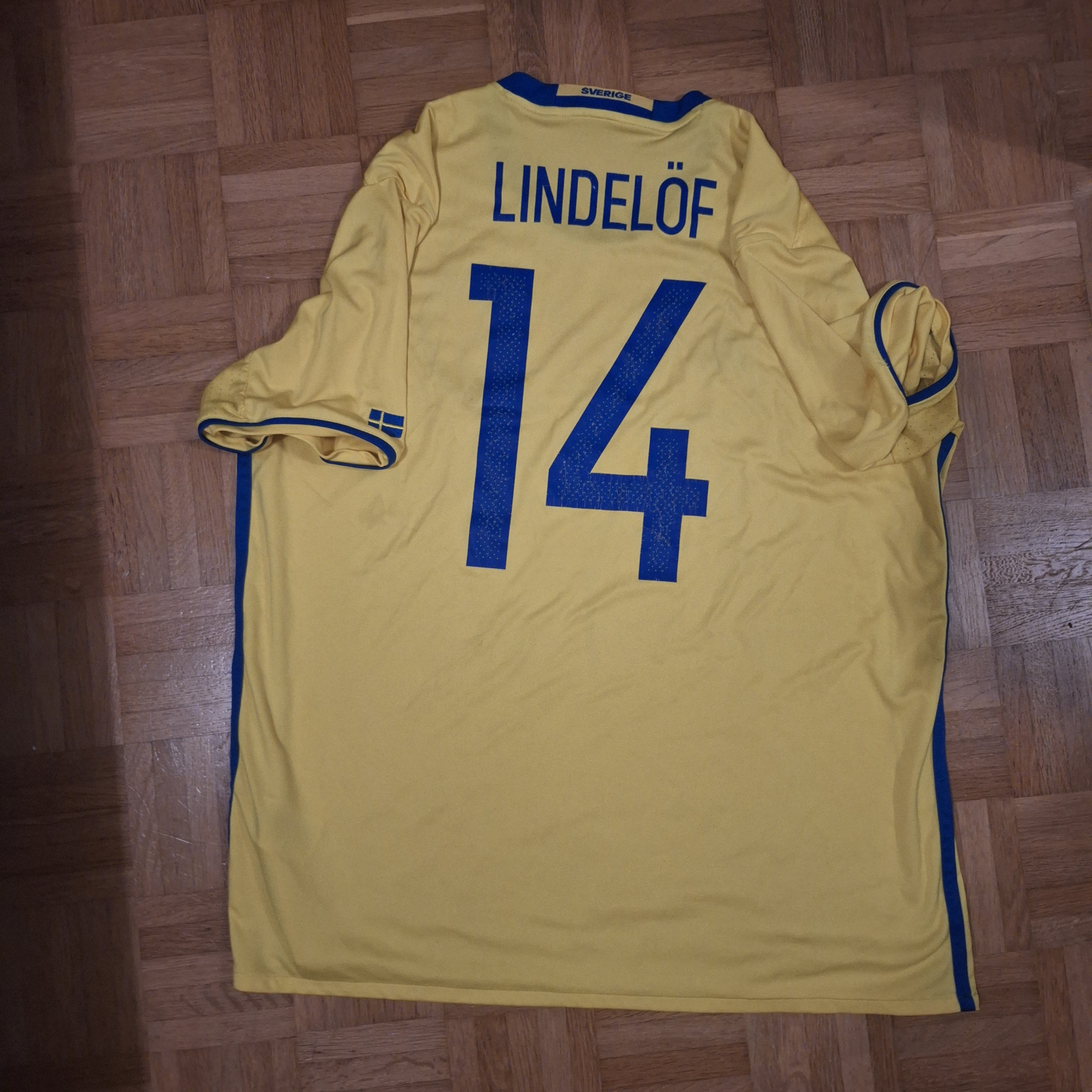Schweden Heimtrikot EM 2016 #14 Lindelöf in Grösse XL